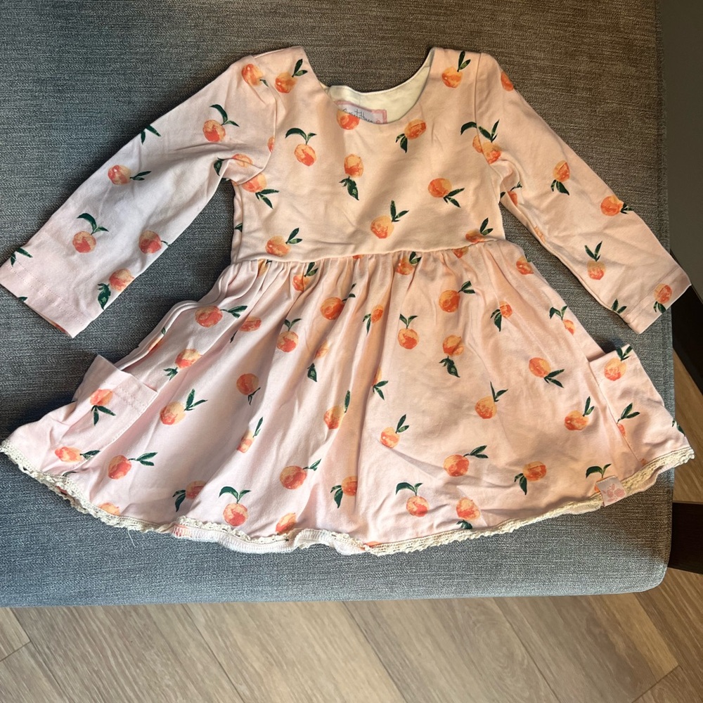 Peach Print Kids Dress